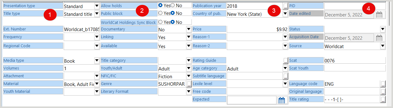 Title changes screen information columns